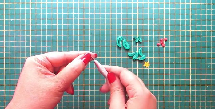 Create the tree trunk: Make a triangle shape with a dark brown strip.