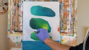 Abstract Painting Technique: Carving Out Shapes with Wax Pastels and Layered Paints
