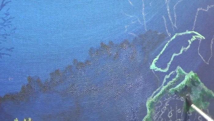 Paint the final tubular sponge. Apply a gray-white base first before adding brighter green, blue, and gray layers to create depth and texture.