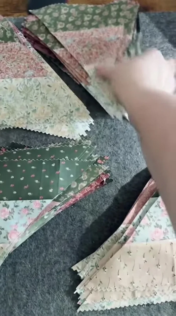 Sew paired squares together, matching seams. Press seams open. (Note: angled cuts are on the bias and will stretch).