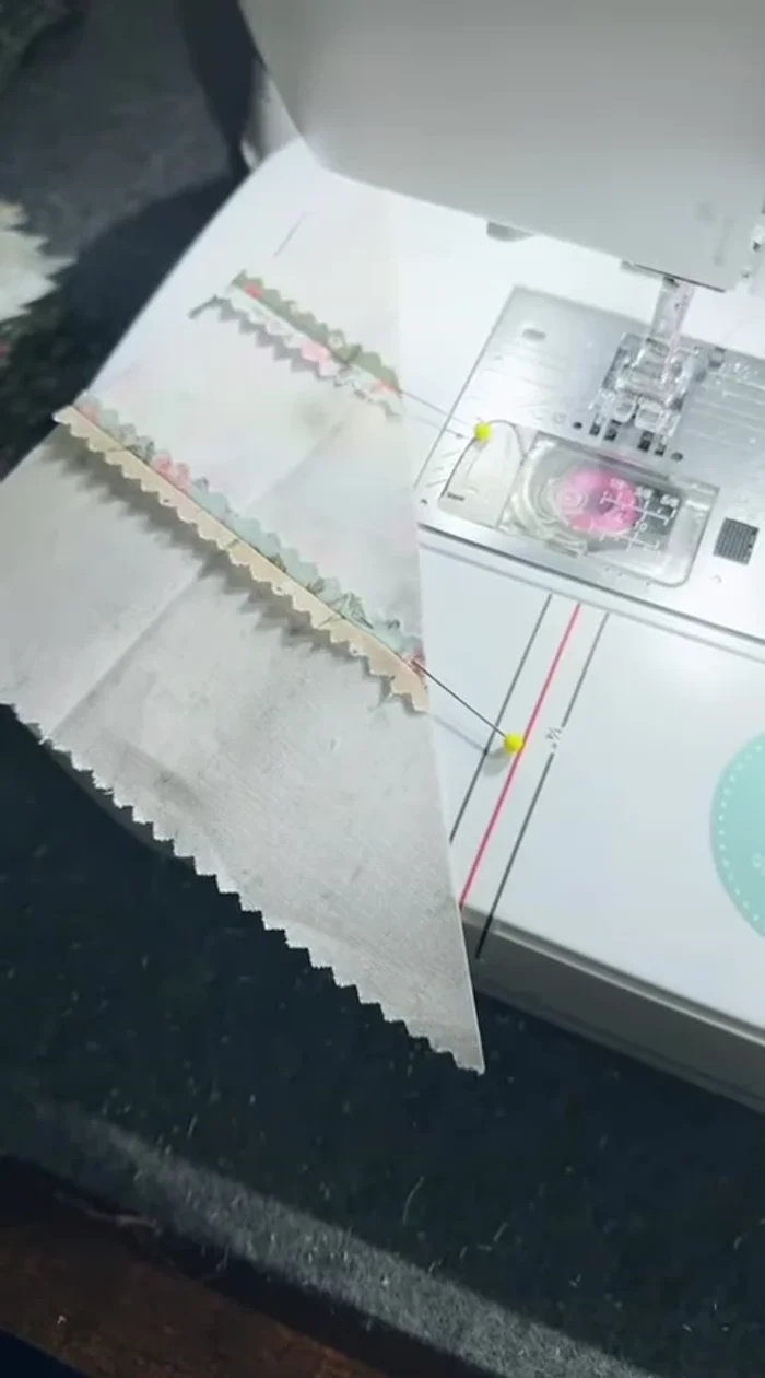 Sew paired squares together, matching seams. Press seams open. (Note: angled cuts are on the bias and will stretch).