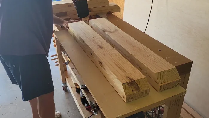 Stain the table base components.