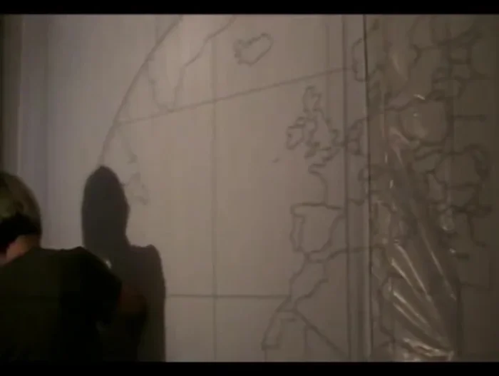 Outline the projected map onto the sheet using a black permanent marker. Adjust detail level to your preference.