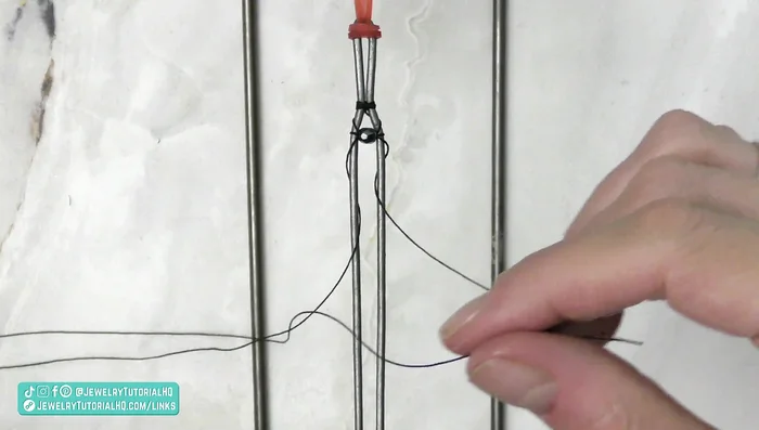 Continue beading until the beaded section is approximately 1 inch shorter than the desired bracelet length. Add a final 4mm bead and reinforce it.