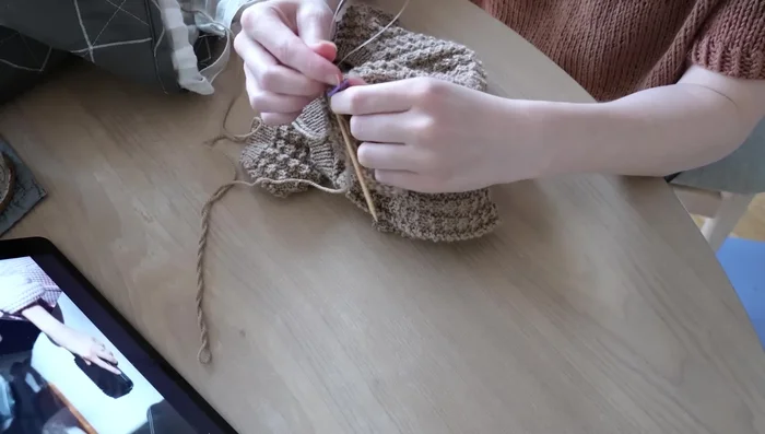 Knit the sleeves using the magic loop technique.