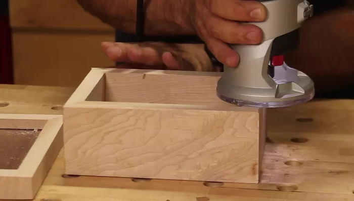 Sand the entire box with 220 grit sandpaper.