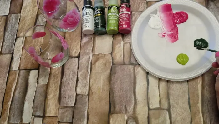 Create stems using a #2 long brush and Thicket paint, slightly wetting the brush for better transparency. Don't make them perfectly straight.