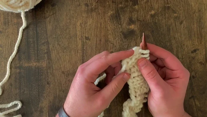 Pick up stitches along the edge of the ribbing (3 stitches recommended).