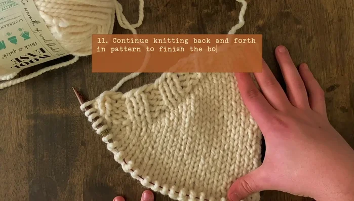 Knit back and forth until the pocket is the desired height.