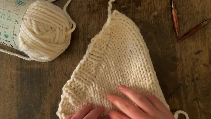 Bind off all stitches. Leave long tails for seaming.