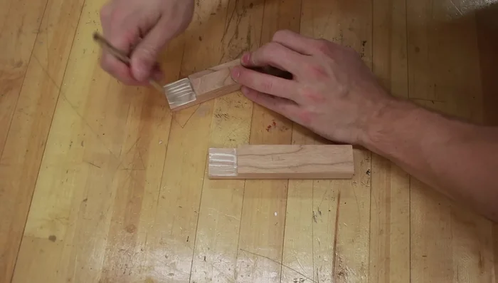 Apply glue to long grain faces and clamp.