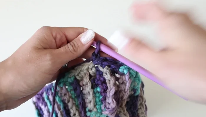 Repeat step 7 until the hat is approximately 5 inches tall.