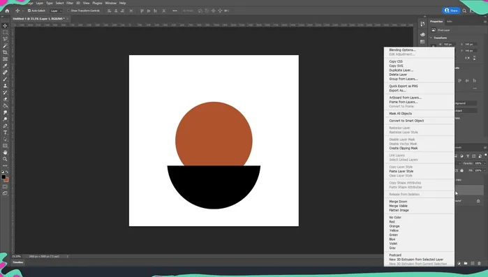 Convert both circle layers to Smart Objects.