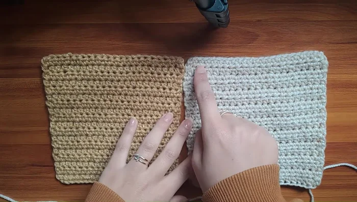 Attach cuffs by joining each side loop of the cuffs with three or four side loops of the square.