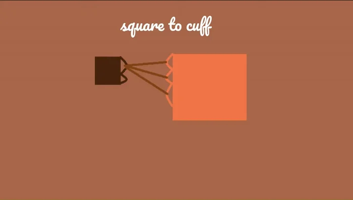 Attach cuffs by joining each side loop of the cuffs with three or four side loops of the square.