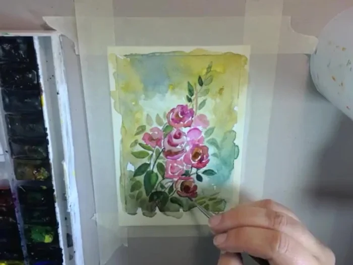 Darken the flowers to give depth.