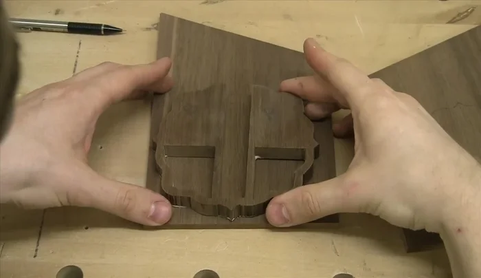 Make the pendulum bob from three pieces of walnut, adding lead shot for weight.