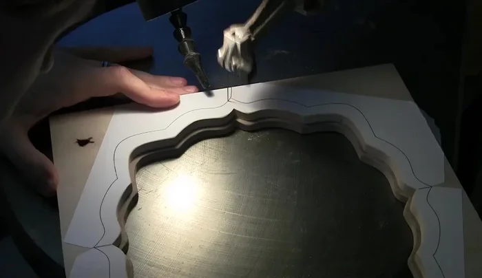 Cut the clock face from a maple and walnut sandwich.