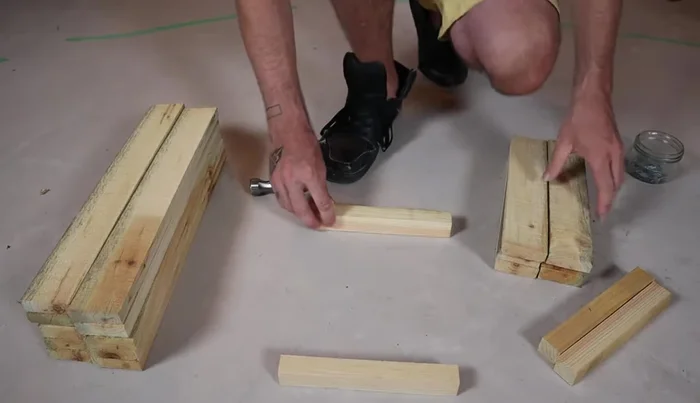 Leave a small gap (about 1/4 inch) between the top end piece and the corner post for a handle (if not cutting a handle).