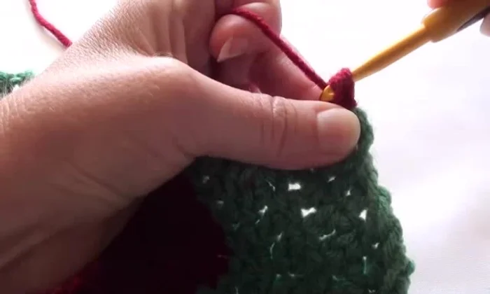 Work two single crochet stitches into the corner.