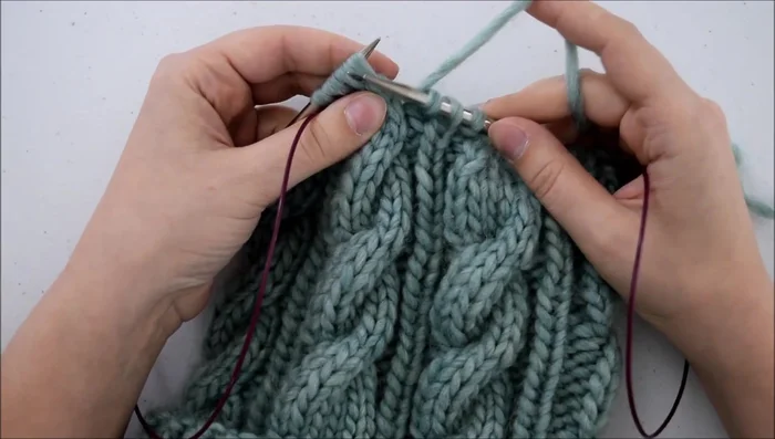Bring your left needle back through the front of both stitches and knit them together.