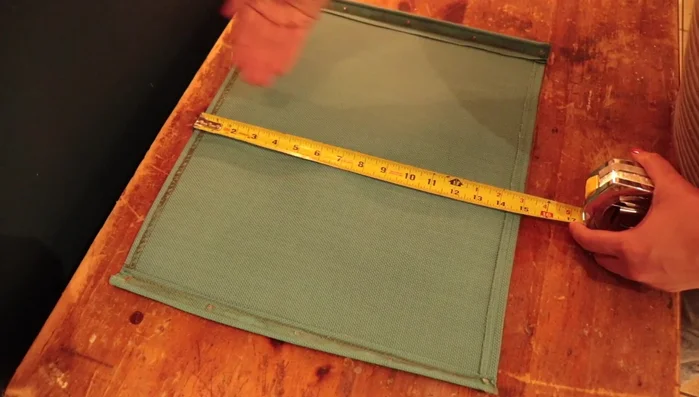 Cut the duck canvas according to the dimensions obtained from the template. For larger pieces, consider cutting one long piece and folding instead of sewing two rectangles.