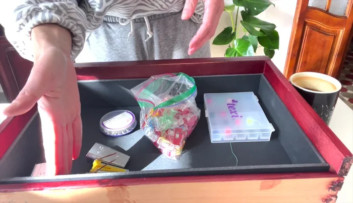 Cut inner foam pieces for dividers. Consider the size and number of compartments needed.