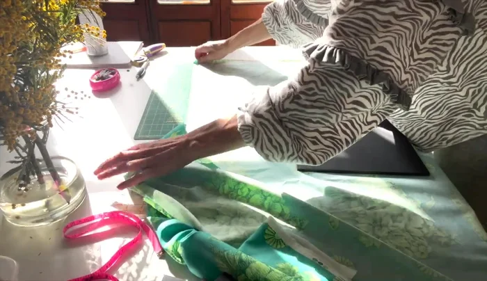 Cut fabric pieces, adding extra for wrapping and gluing.