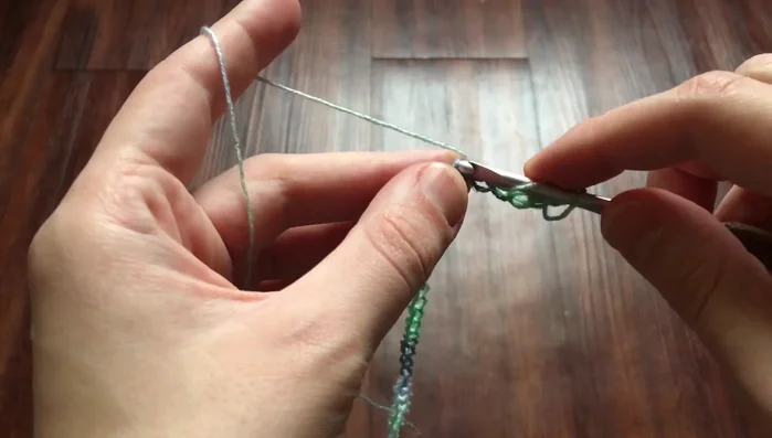 Row 1: Chain 4, skip a chain, double crochet in the next chain. Repeat across.