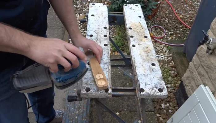 Sand the entire piece thoroughly, starting with 100 grit sandpaper and finishing with 240 grit sandpaper.