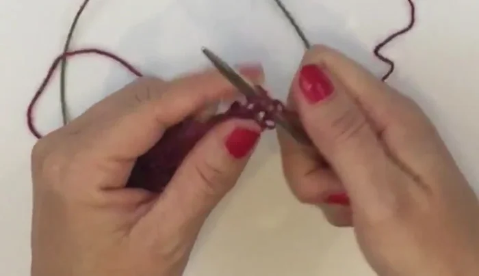 Rows 7 and 8: Knit two garter stitches, then yarn over, knit two together across the row. Knit the last two stitches.