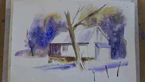 Winter Wonderland Watercolor Painting: Achieving a Misty, Feathery Effect