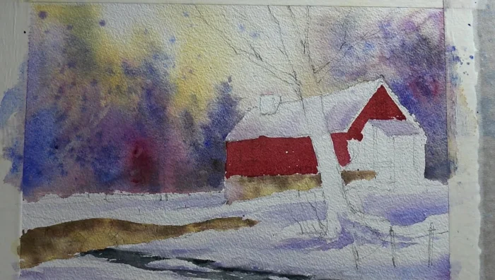 Use a creamy Payne's grey for the chimney.