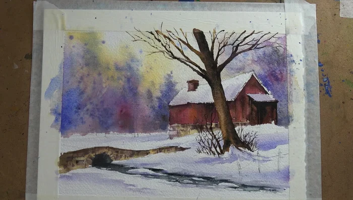 Add details with a strong mix of the same color and number six brush.