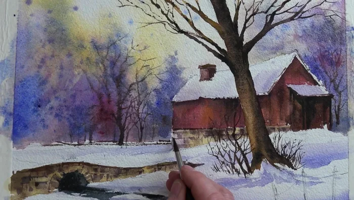 Add details with a strong mix of the same color and number six brush.