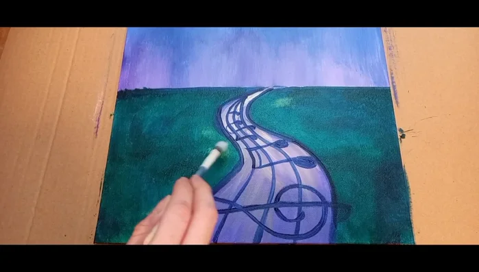 Painting process continues (music, applause)