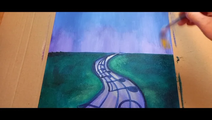 Painting process continues (music, applause)