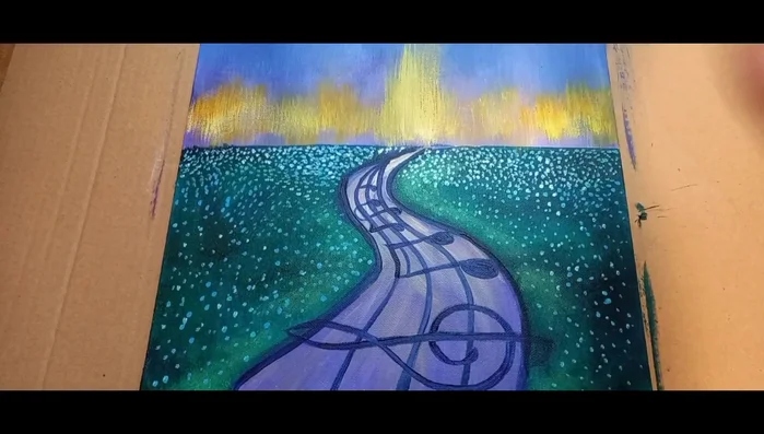 Painting process continues (music, applause)