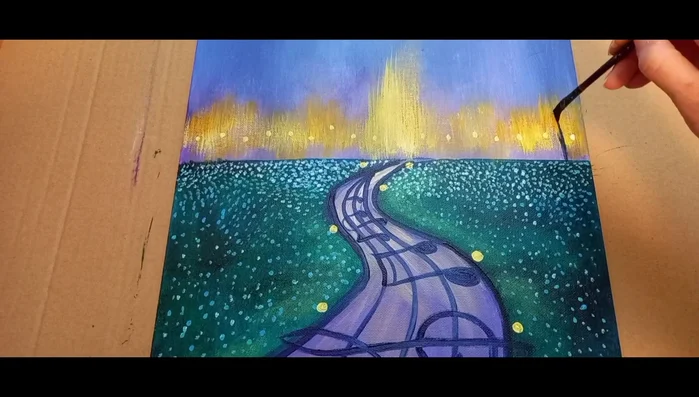 Painting process continues (music, applause)