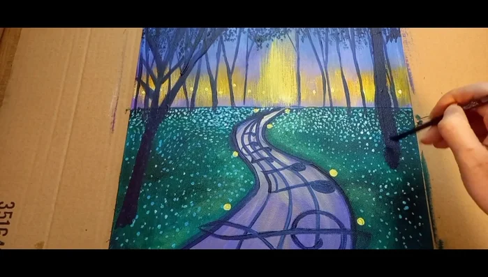 Painting process continues (music, applause)