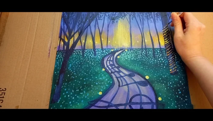 Painting process continues (music, applause)