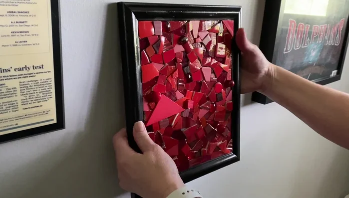 Attach hanging wire: Add the picture hanging wire to the back of the frame once the adhesive is completely dry.