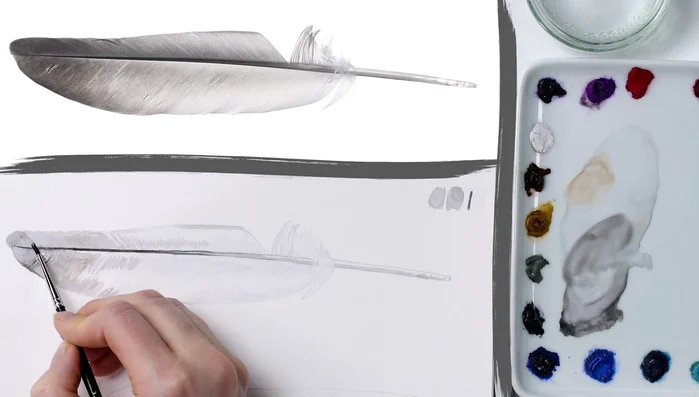 Mid-tones 2: Use a mix between the previous two washes to paint the mid-tones, adding a touch of purple (cobalt violet) if needed.