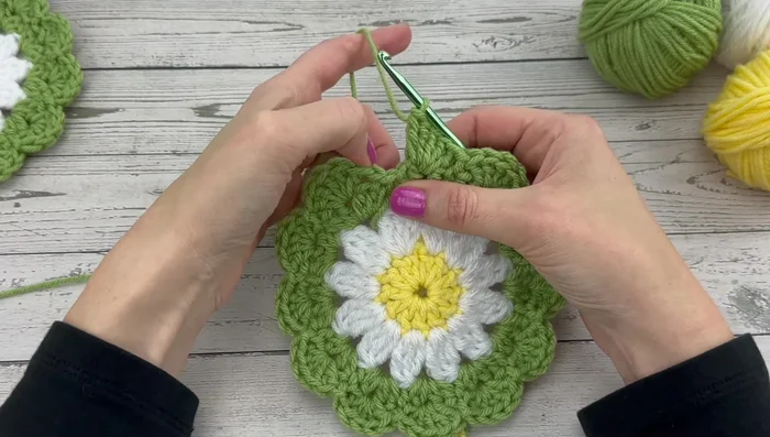 Skip the last two stitches. Slip stitch into the first chain 1 of the round. Fasten off.