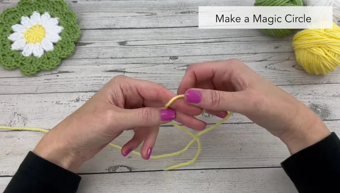 Slip stitch to join the round and fasten off the yellow yarn.