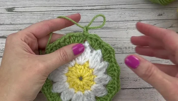 Skip the last two stitches. Slip stitch into the first chain 1 of the round. Fasten off.