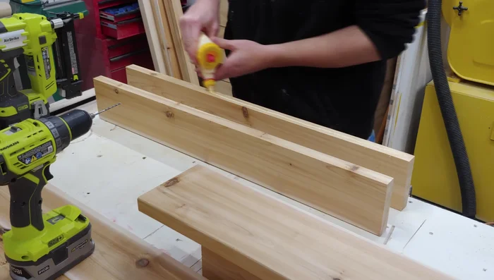 Assemble the outside corner legs using glue, brad nails, and 3-inch screws.
