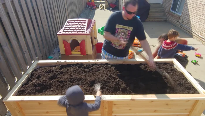 Install patio stones under the feet for leveling and fill with dirt.