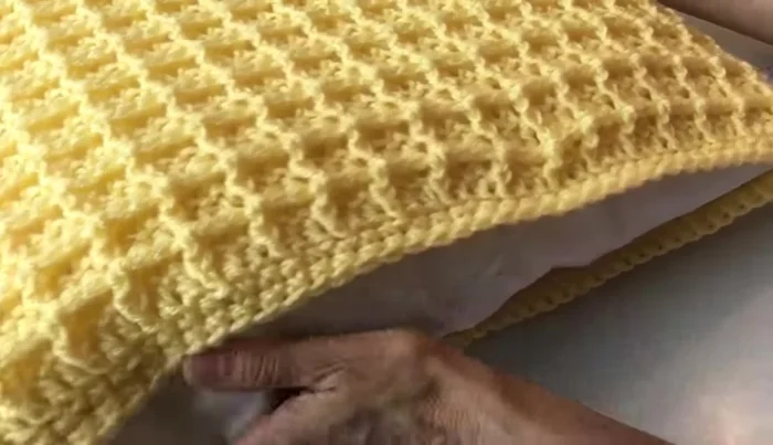 Turn right side out, insert your pillow, and sew up the last side.