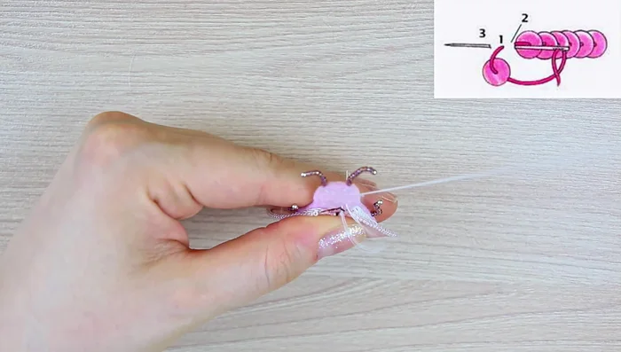 Glue and sew the crystal to the felt.